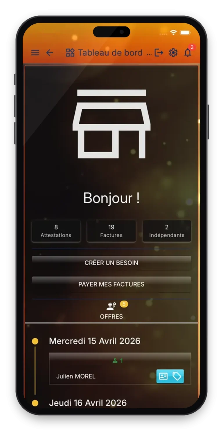 Capture de l'application Alim Services sur smartphone